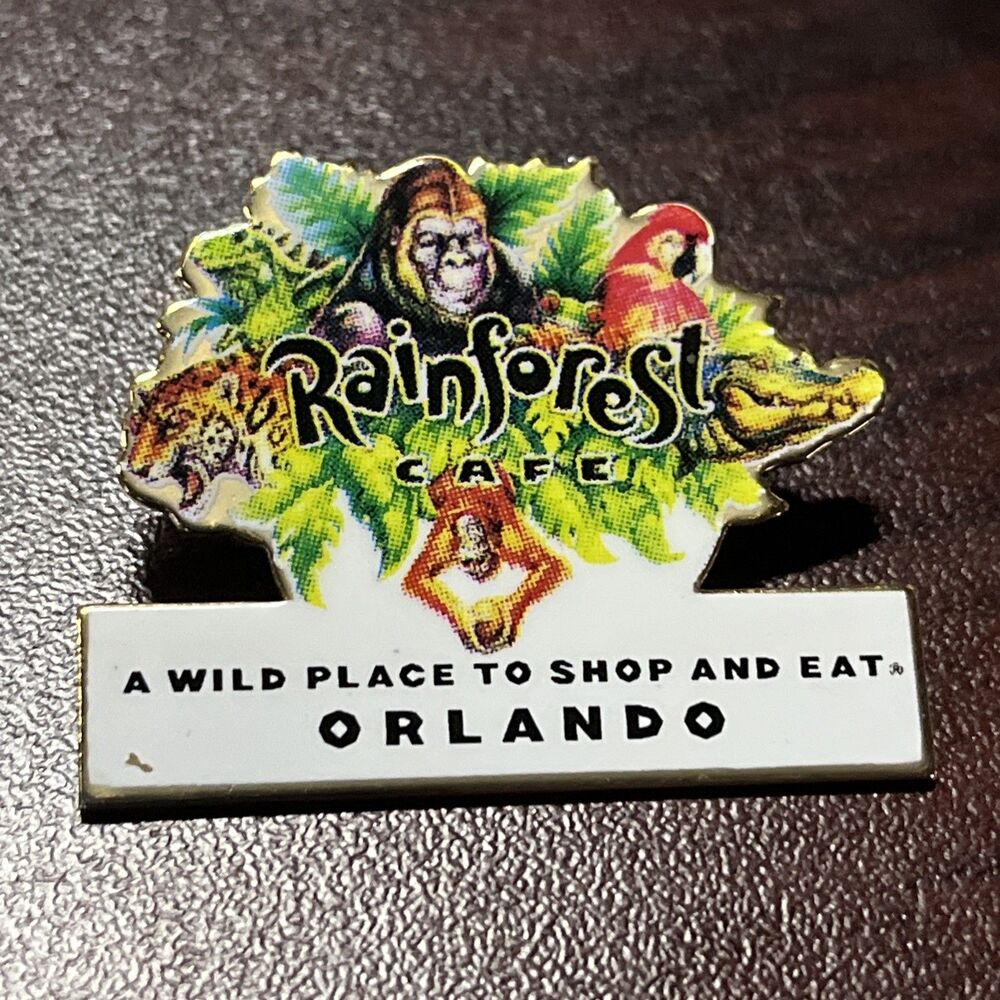 Rainforest Cafe Orlando “A Wild Place To Shop And Eat” Mascots Lapel Hat Pin